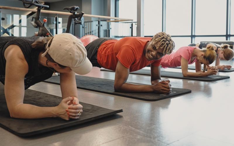 a group of people working out